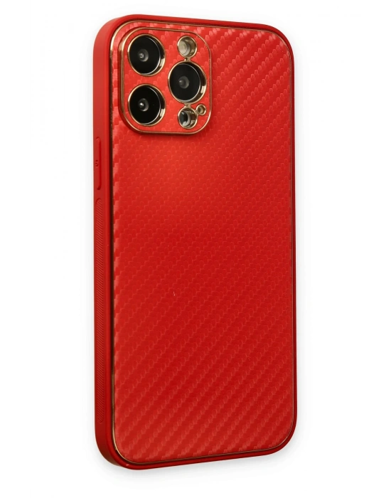 Newface iPhone 13 Pro Max Kılıf Coco Karbon Silikon - Kırmızı
