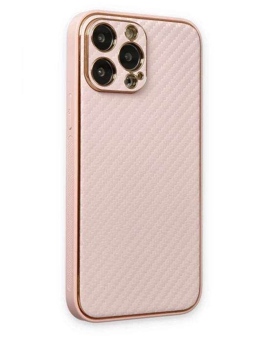 Newface iPhone 13 Pro Max Kılıf Coco Karbon Silikon - Pembe