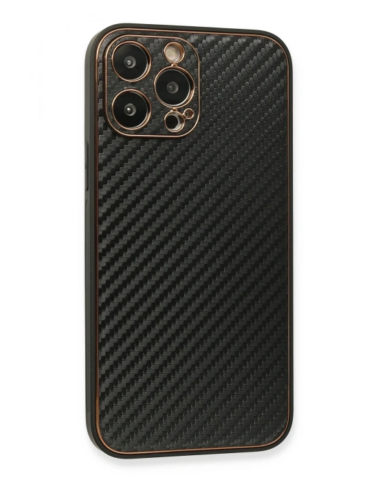 Newface iPhone 13 Pro Max Kılıf Coco Karbon Silikon - Siyah