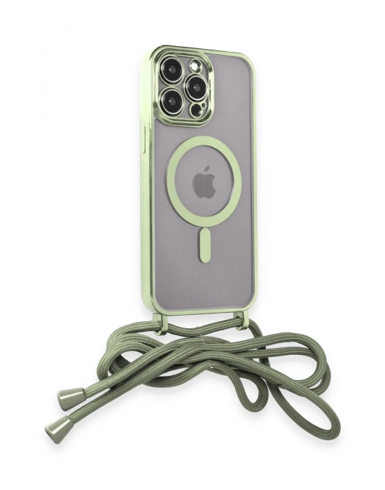 Newface iPhone 13 Pro Max Kılıf Divo Lazer Askılı Magsafe Kapak - Koyu Yeşil