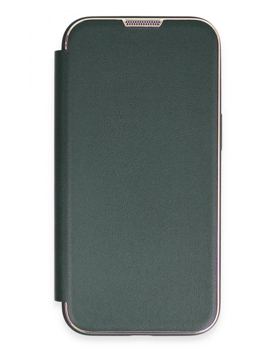 Newface iPhone 13 Pro Max Kılıf Dolpin Kapaklı - Koyu Yeşil