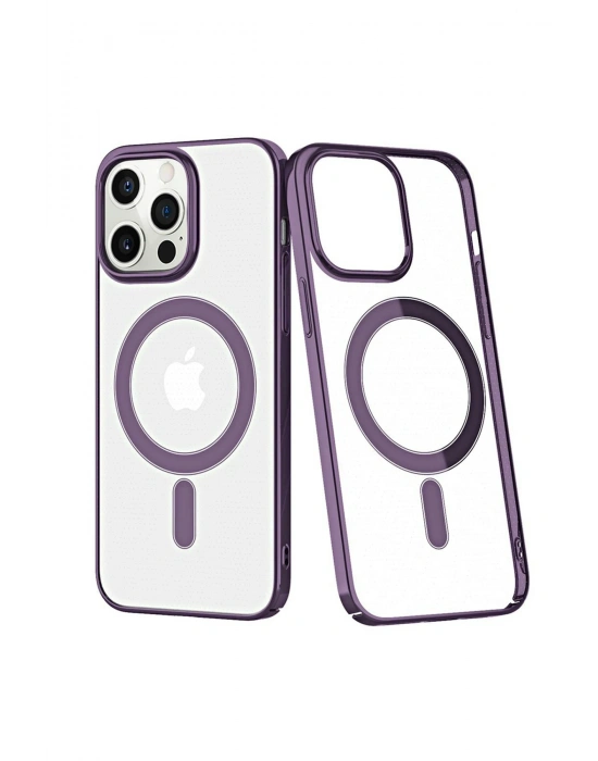 Newface iPhone 13 Pro Max Kılıf Element Magneticsafe Sert Kapak - Derin Mor