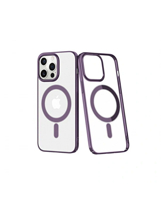 Newface iPhone 13 Pro Max Kılıf Element Magneticsafe Sert Kapak - Derin Mor