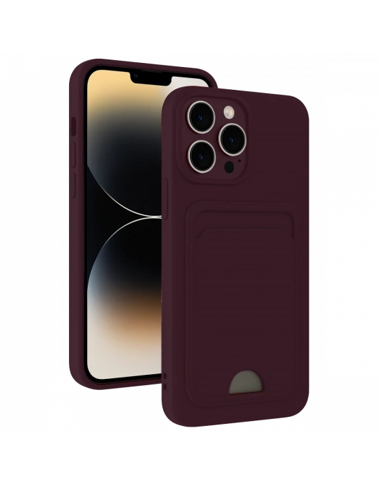 Newface iPhone 13 Pro Max Kılıf Kelvin Kartvizitli Silikon - Derin Mor