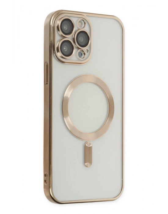Newface iPhone 13 Pro Max Kılıf Kross Magneticsafe Kapak - Gold