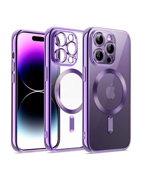 Newface iPhone 13 Pro Max Kılıf Kross Magneticsafe Kapak - Mor