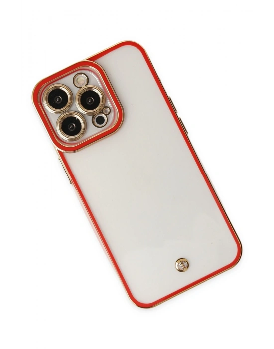 Newface iPhone 13 Pro Max Kılıf Liva Lens Silikon - Kırmızı