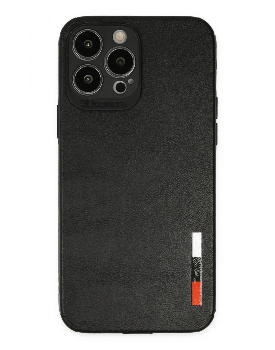 Newface iPhone 13 Pro Max Kılıf Loop Deri Silikon - Siyah