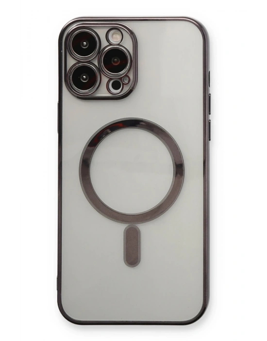 Newface iPhone 13 Pro Max Kılıf Magneticsafe Lazer Silikon - Siyah