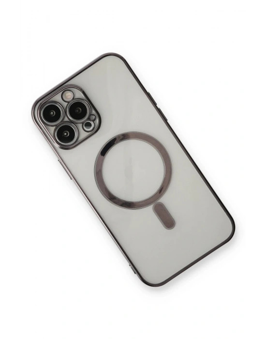 Newface iPhone 13 Pro Max Kılıf Magneticsafe Lazer Silikon - Siyah