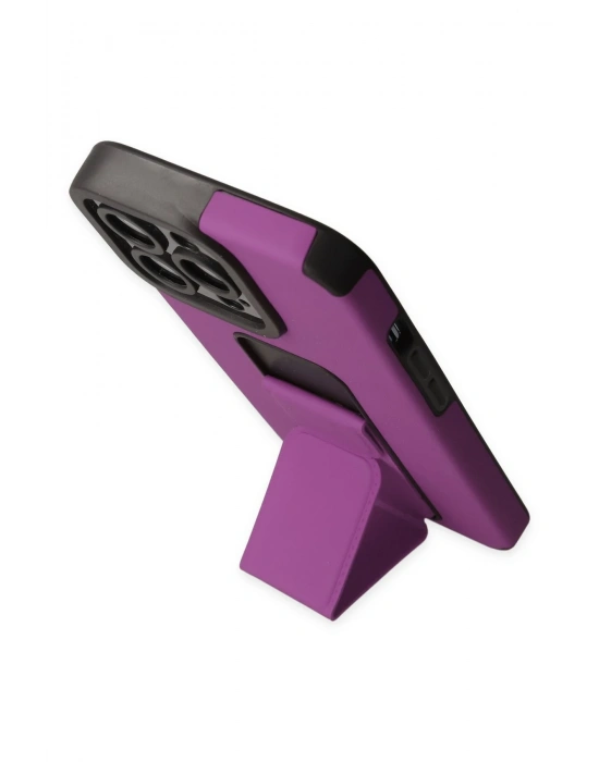 Newface iPhone 13 Pro Max Kılıf Mega Standlı Silikon - Mor