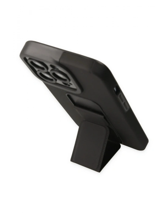 Newface iPhone 13 Pro Max Kılıf Mega Standlı Silikon - Siyah