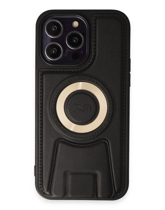 Newface iPhone 13 Pro Max Kılıf Merkür Magneticsafe Standlı Kapak - Siyah