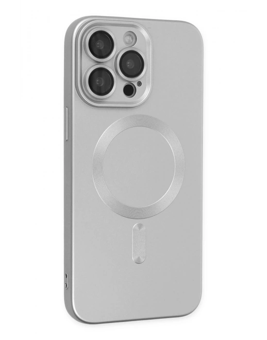 Newface iPhone 13 Pro Max Kılıf Moshi Lens Magneticsafe Silikon - Gümüş