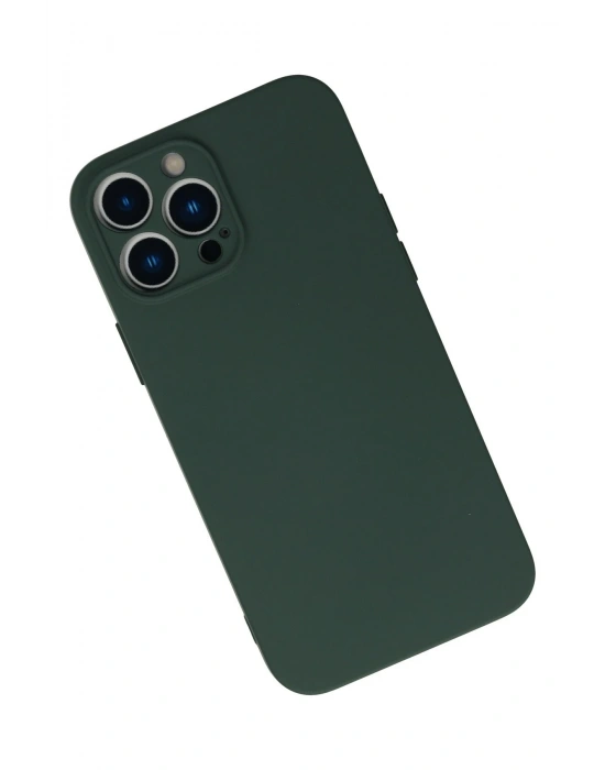 Newface iPhone 13 Pro Max Kılıf Nano içi Kadife Silikon - Koyu Yeşil