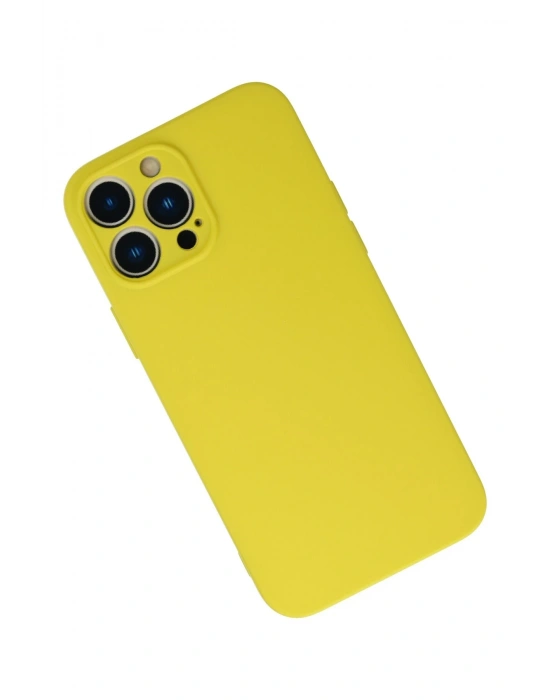 Newface iPhone 13 Pro Max Kılıf Nano içi Kadife Silikon - Sarı