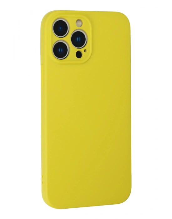 Newface iPhone 13 Pro Max Kılıf Nano içi Kadife Silikon - Sarı