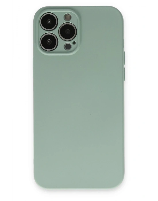 Newface iPhone 13 Pro Max Kılıf Nano içi Kadife Silikon - Su Yeşili