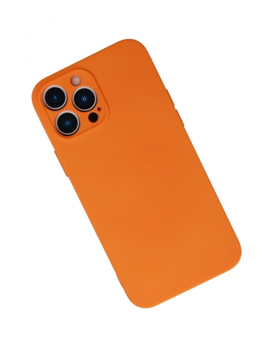 Newface iPhone 13 Pro Max Kılıf Nano içi Kadife Silikon - Turuncu
