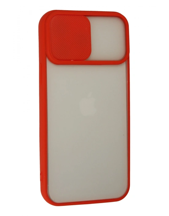 Newface iPhone 13 Pro Max Kılıf Palm Buzlu Kamera Sürgülü Silikon - Kırmızı