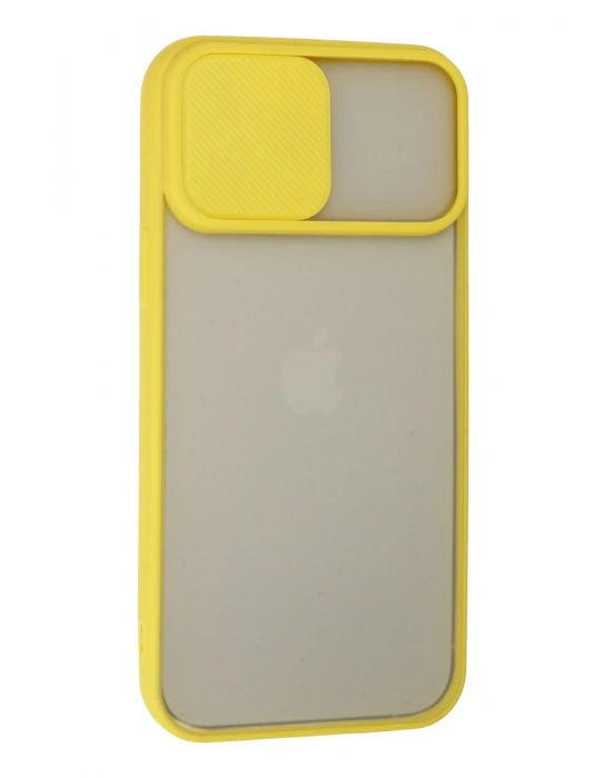 Newface iPhone 13 Pro Max Kılıf Palm Buzlu Kamera Sürgülü Silikon - Sarı