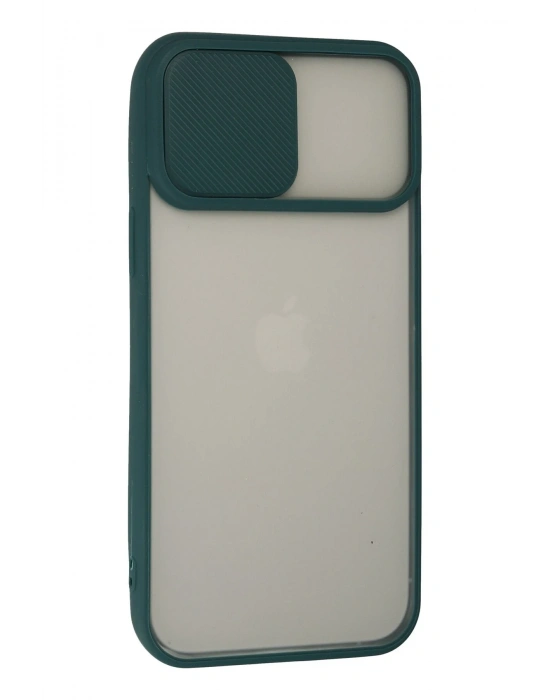 Newface iPhone 13 Pro Max Kılıf Palm Buzlu Kamera Sürgülü Silikon - Yeşil