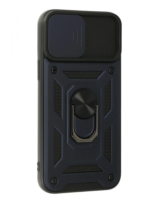 Newface iPhone 13 Pro Max Kılıf Pars Lens Yüzüklü Silikon - Lacivert