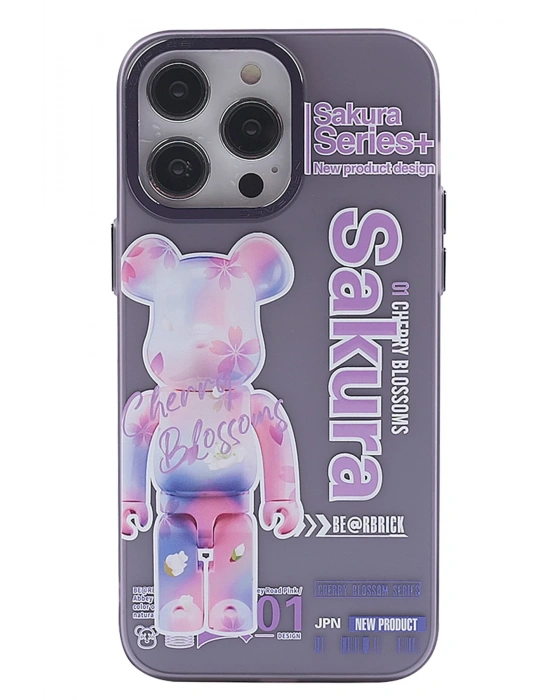 Newface iPhone 13 Pro Max Kılıf Prada Desenli Kapak - Prada Mor - 1