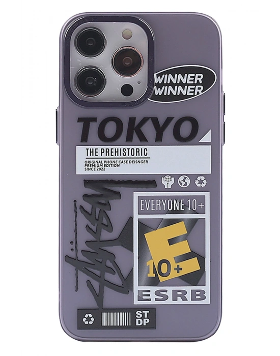 Newface iPhone 13 Pro Max Kılıf Prada Desenli Kapak - Prada Mor - 2