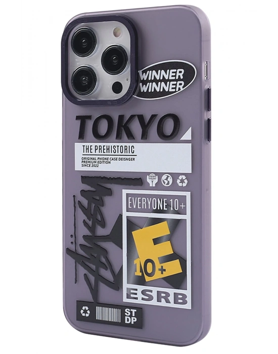 Newface iPhone 13 Pro Max Kılıf Prada Desenli Kapak - Prada Mor - 2