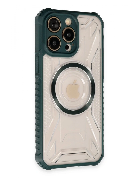 Newface iPhone 13 Pro Max Kılıf Prag Magneticsafe Kapak - Koyu Yeşil