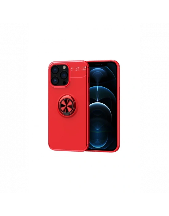 Newface iPhone 13 Pro Max Kılıf Range Yüzüklü Silikon - Kırmızı