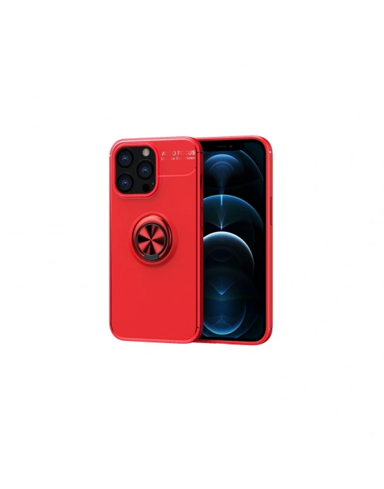 Newface iPhone 13 Pro Max Kılıf Range Yüzüklü Silikon - Kırmızı