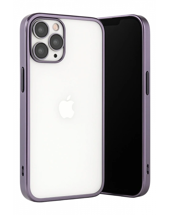 Newface iPhone 13 Pro Max Kılıf Razer Lensli Silikon - Mor