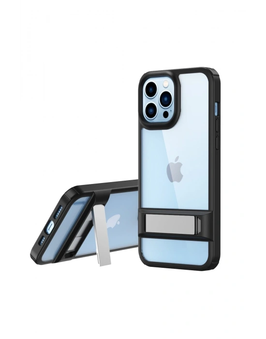 Newface iPhone 13 Pro Max Kılıf Rolet Stand Kapak - Siyah