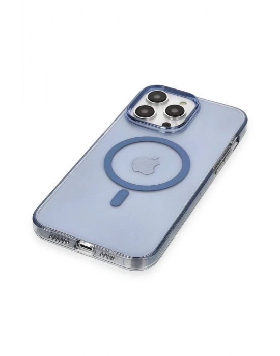 Newface iPhone 13 Pro Max Kılıf Tron Şeffaf Magsafe Kapak - Mavi