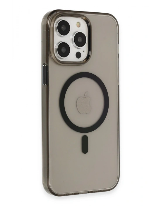 Newface iPhone 13 Pro Max Kılıf Tron Şeffaf Magsafe Kapak - Siyah