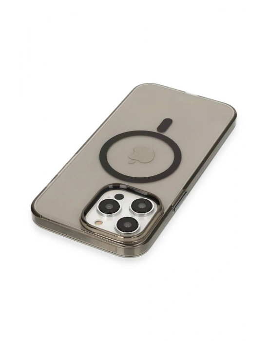 Newface iPhone 13 Pro Max Kılıf Tron Şeffaf Magsafe Kapak - Siyah