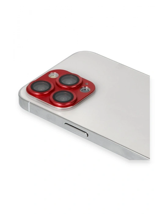 Newface iPhone 13 Pro Max Pers Alüminyum Kamera Lens - Kırmızı