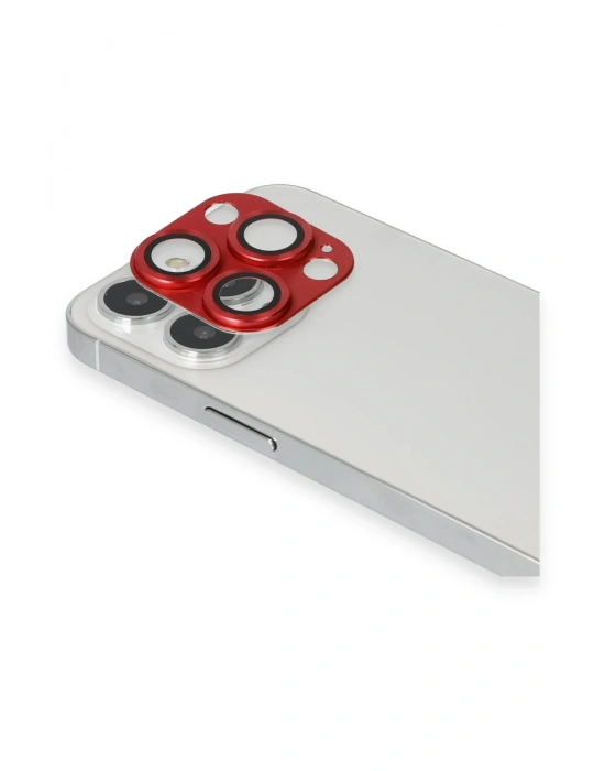 Newface iPhone 13 Pro Max Pers Alüminyum Kamera Lens - Kırmızı