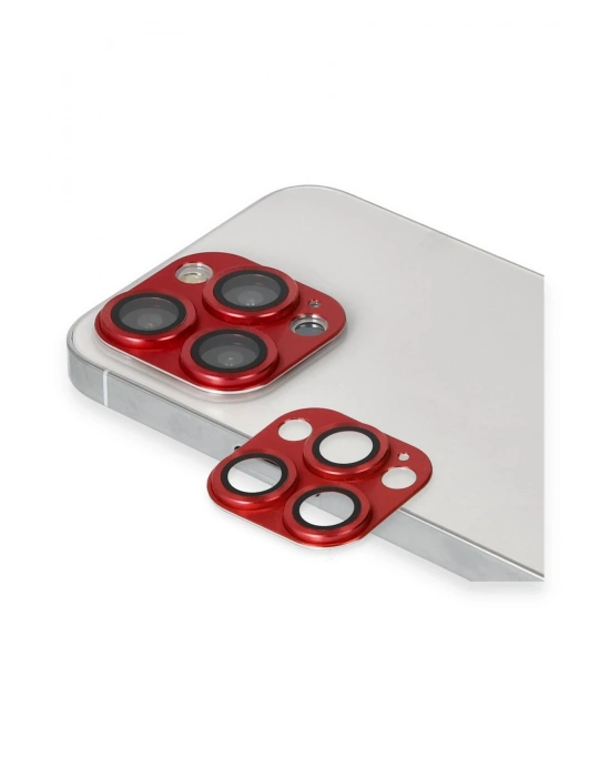 Newface iPhone 13 Pro Max Pers Alüminyum Kamera Lens - Kırmızı