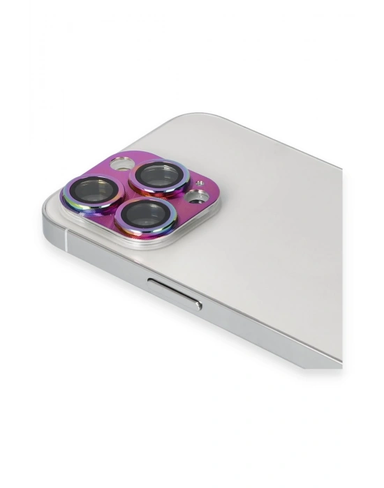 Newface iPhone 13 Pro Max Pers Alüminyum Kamera Lens - Rainbow