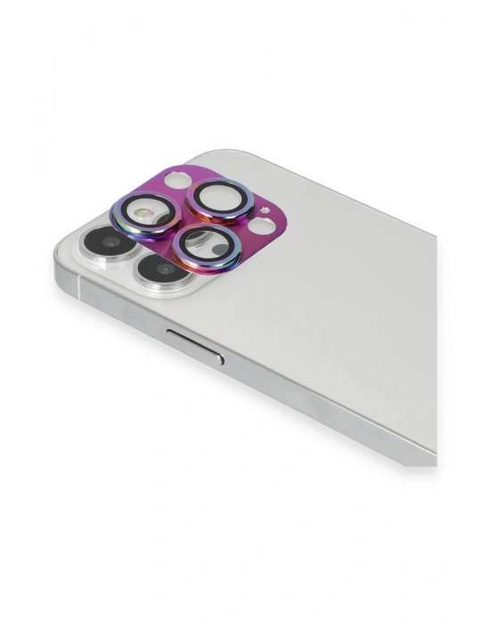Newface iPhone 13 Pro Max Pers Alüminyum Kamera Lens - Rainbow