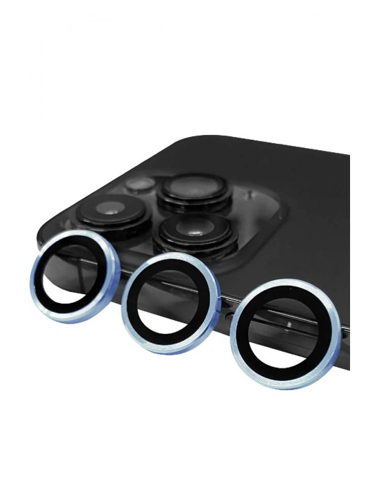 Newface iPhone 13 Pro Max Raze Metal Kamera Lens - Mavi