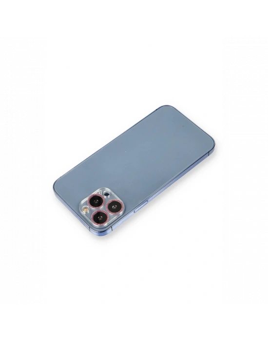 Newface iPhone 13 Pro Max Shine Kamera Lens Koruma Cam - Pembe