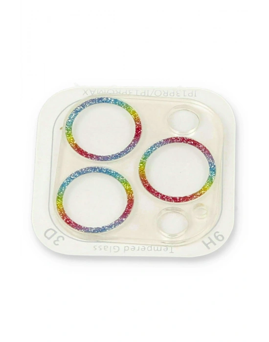 Newface iPhone 13 Pro Max Shine Kamera Lens Koruma Cam - Rainbow