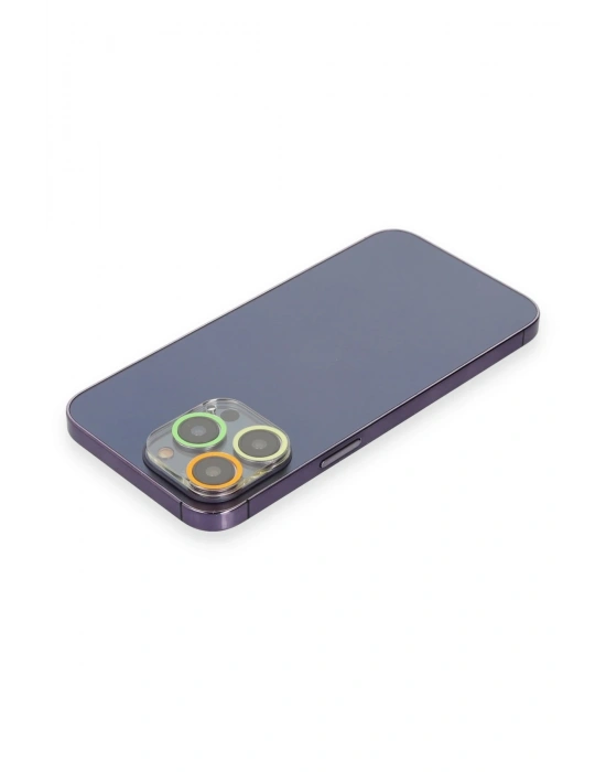 Newface iPhone 13 Pro Renkli Kamera Lens Koruma Cam - Sarı-Turuncu