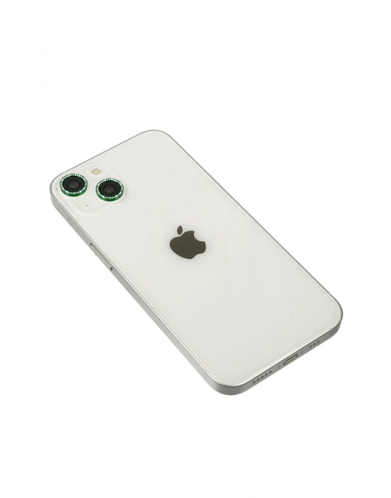 Newface iPhone 14 Diamond Kamera Lens - Yeşil