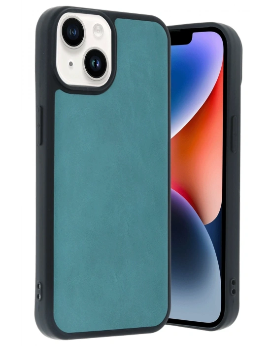 Newface iPhone 14 Kılıf Aras Deri Kapak - Açık Yeşil