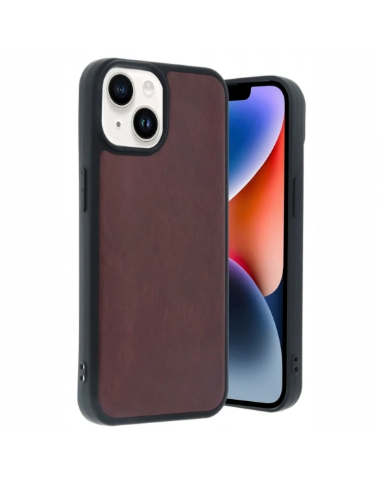 Newface iPhone 14 Kılıf Aras Deri Kapak - Bordo